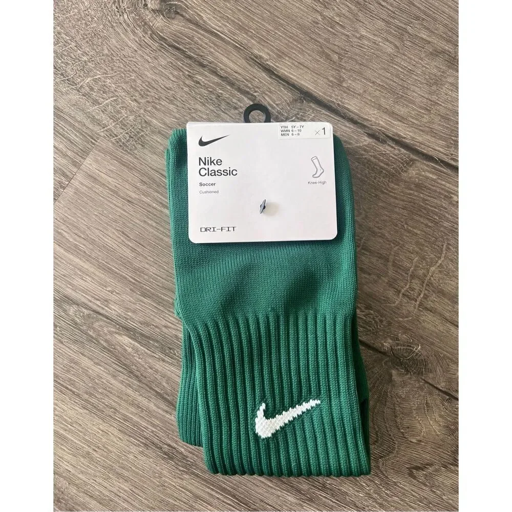 Nike Soccer Classic Knee High Green Socks Size Men 6-8